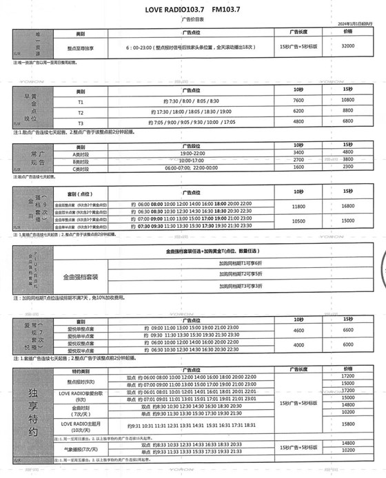 2024年LoveRadio价目表0926东方广播