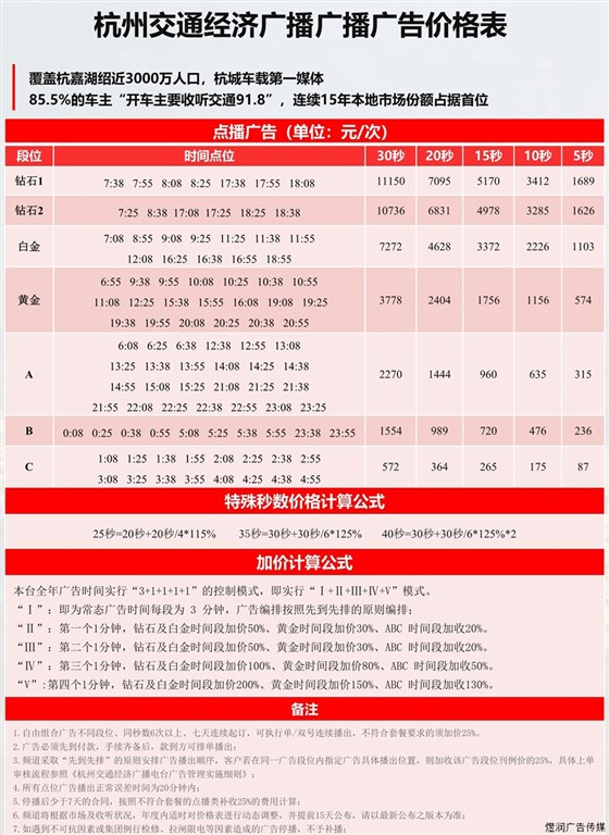 度杭州交通91.8广告价格