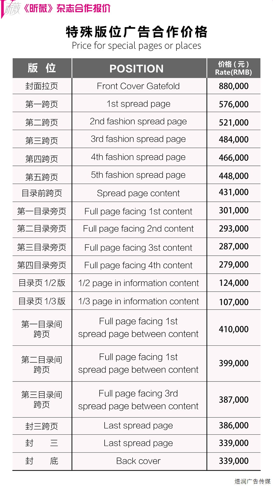 昕薇杂志广告价格 昕薇杂志广告价格