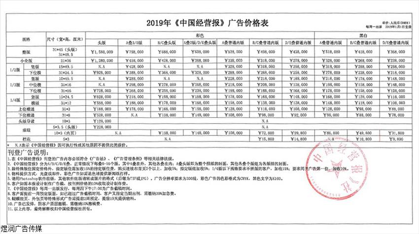 2019年度中国经营报广告电话15821083091