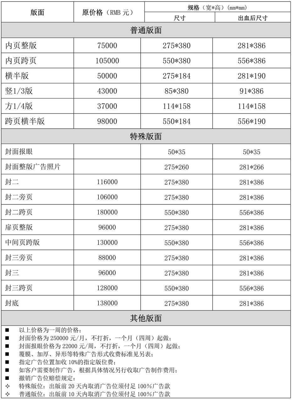 东方航空报杂志广告投放最新价格