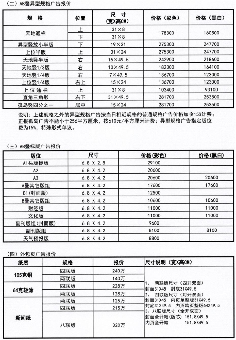 北京青年报2019年广告投放最新价格