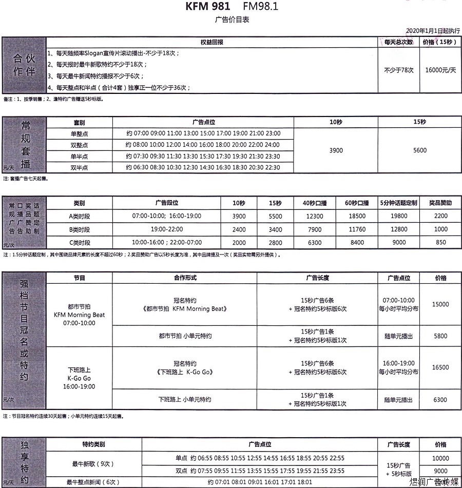 音乐广播KFM981广告电话15821083091