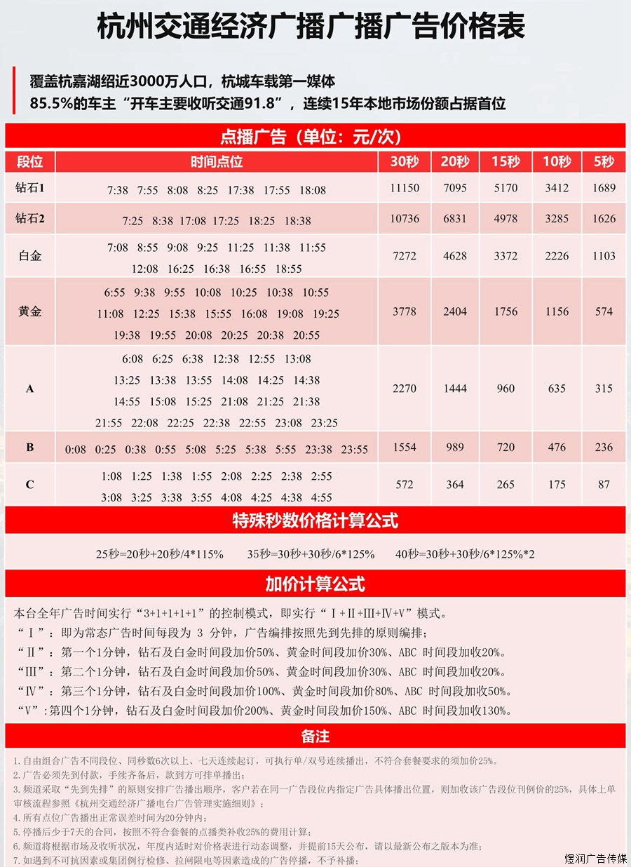 杭州交通经济广播91.8广告价格