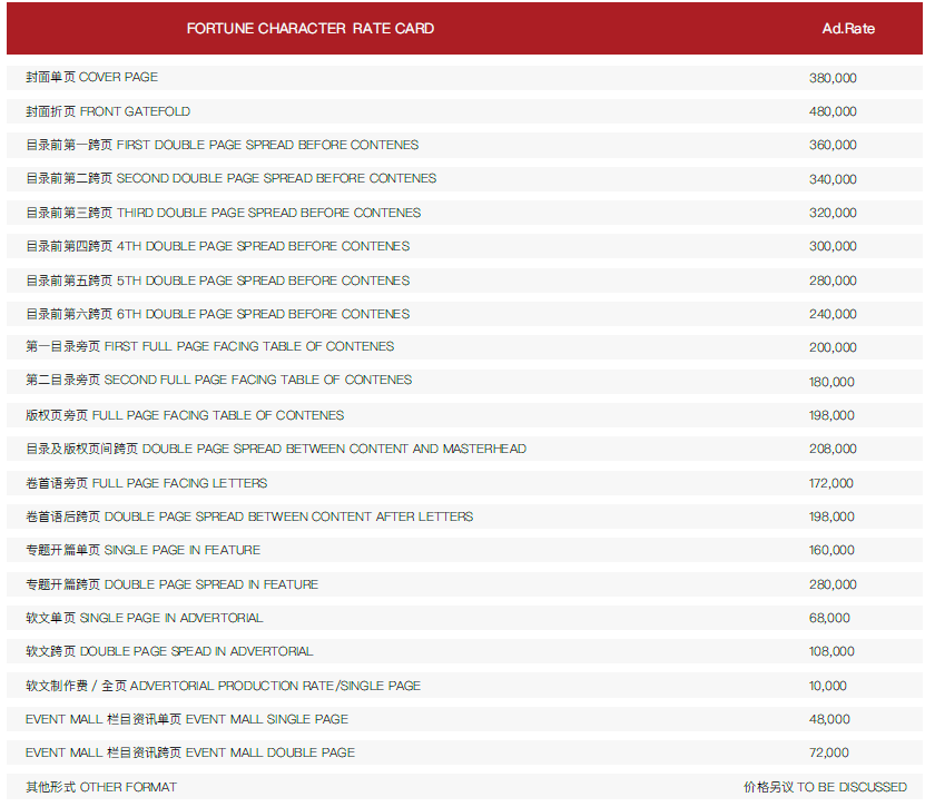 财富品质杂志广告价格