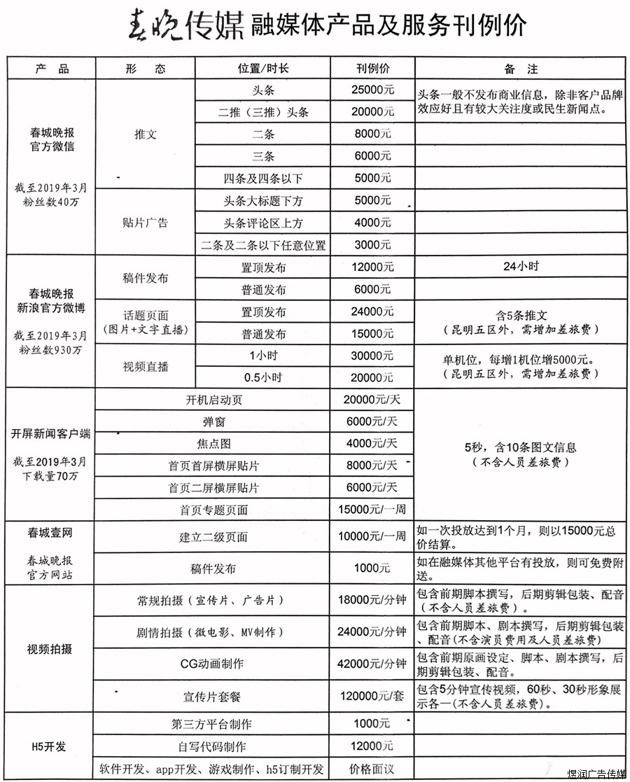 春城晚报开屏新闻客户端登报价格