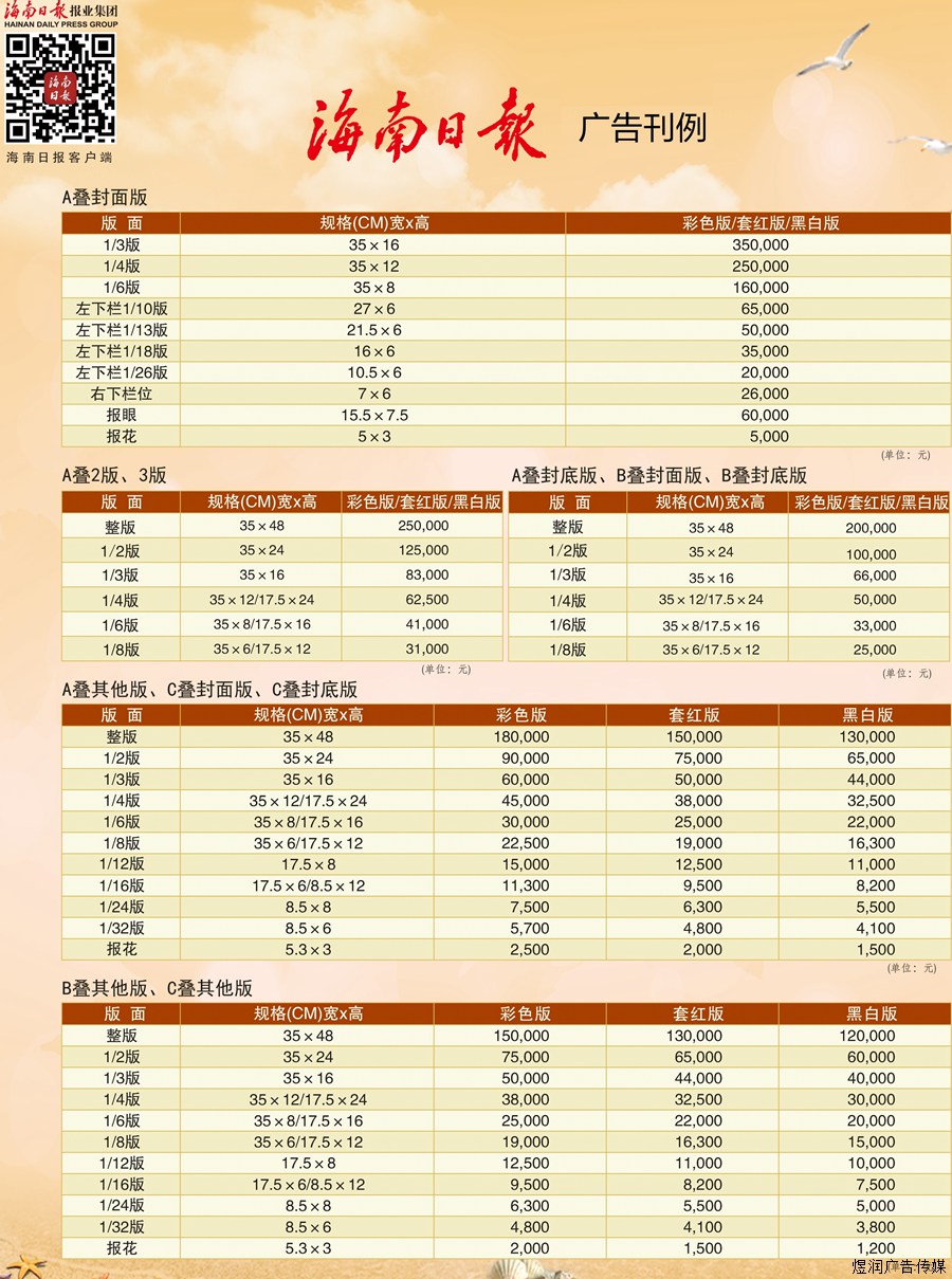 海南日报登报价格