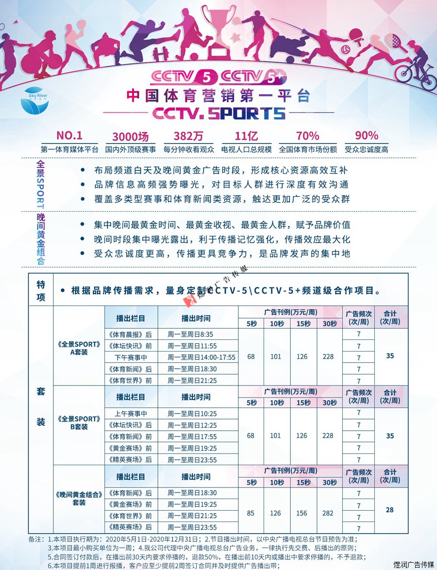 央视5套体育频道广告价格