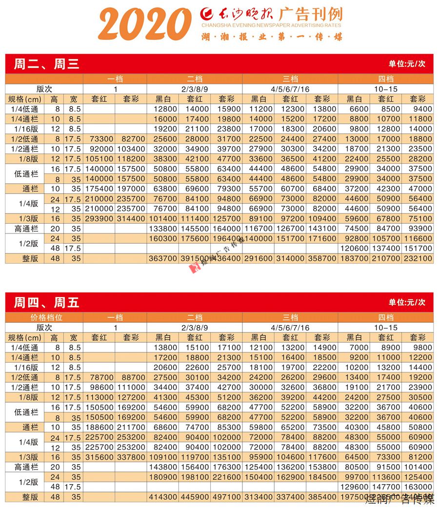 长沙晚报广告价格